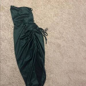SHEIN One Shoulder Dark Green Dress